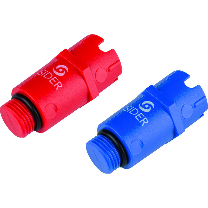 Kit deux bouchons mâles 1/2 - Solufix - Rouge - Bleu